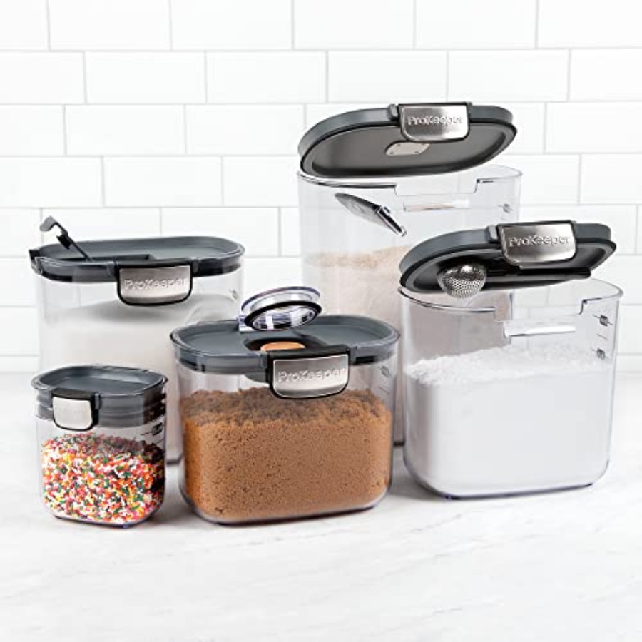 気密食品保存容器セット 透明プラスチック製小麦粉・砂糖キャニ - Food Storage Canister のレビューと価格