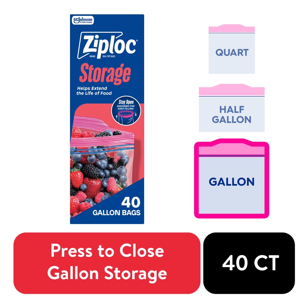 グリップ＆シールジッパー付き食品保存袋 ガロンサイズ 40枚 - Food Storage Zipper Bags のレビューと価格