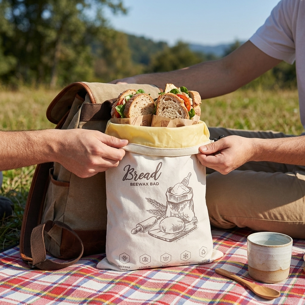 再利用可能な蜜蝋パン袋、ジッパーとスナップ開閉式、キッチン収 - Food Storage Zipper Bags のレビューと価格