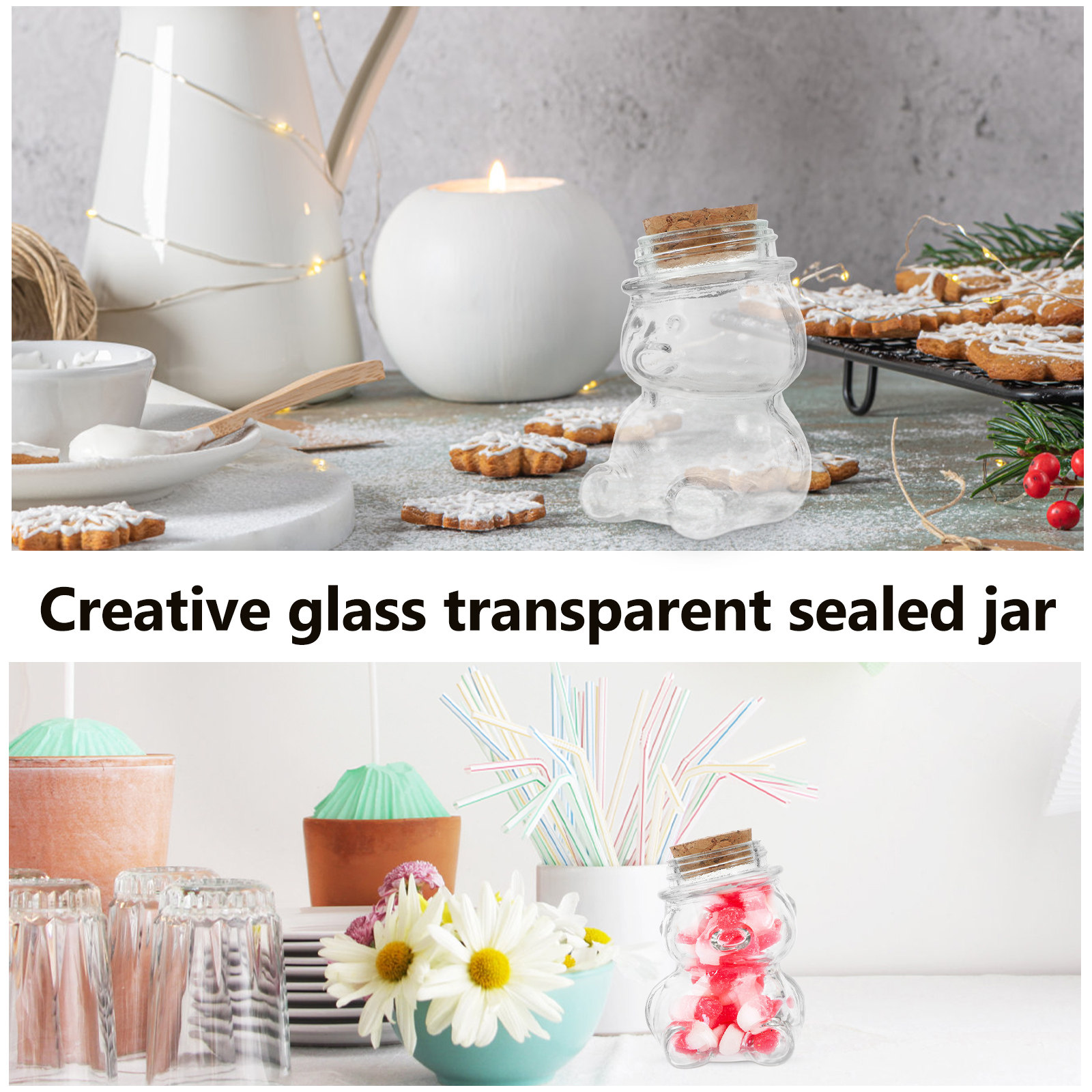 4個入りガラスキャンディジャーセット 透明な気密食品保存容器 - Food Storage Jar Glass のレビューと価格