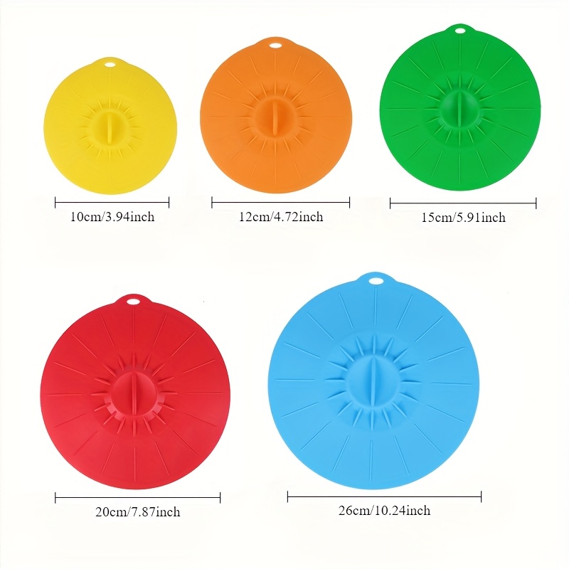 5ピースシリコン蓋、耐熱電子レンジ用防滴蓋、シリコン鍋蓋、カ - Food Storage Silicone のレビューと価格