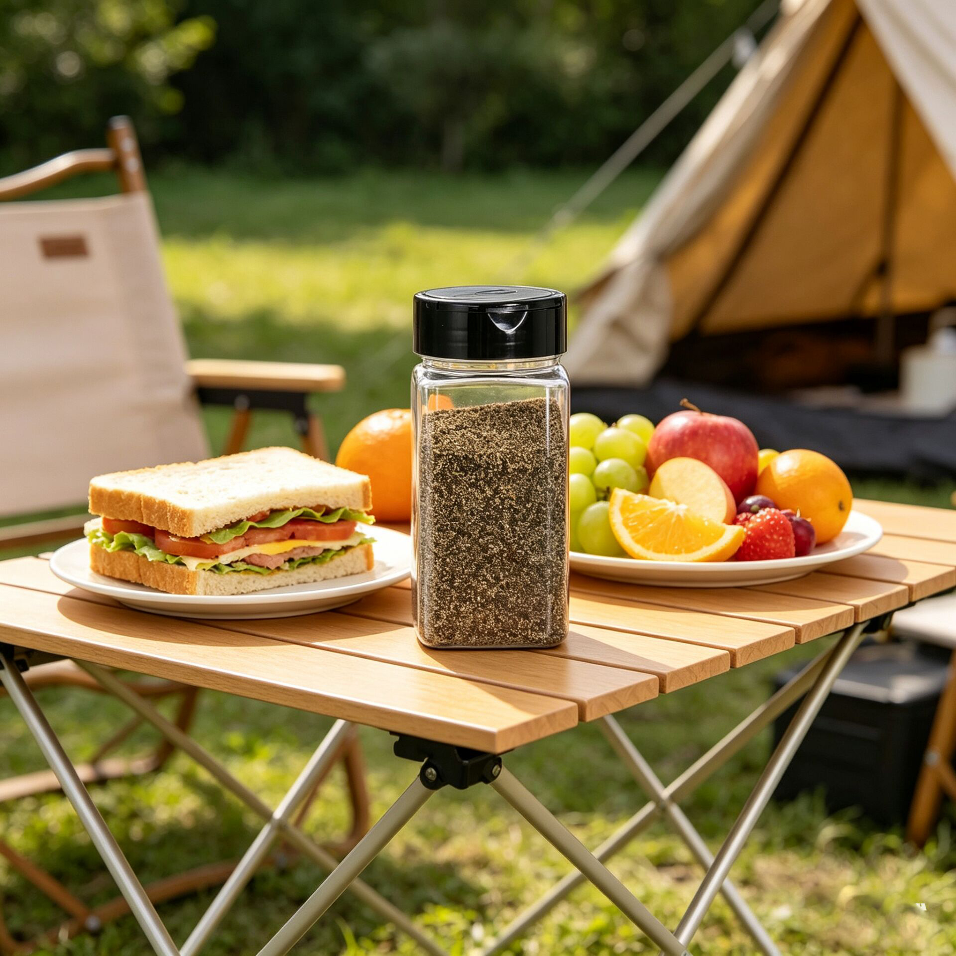 四角い大型プラスチック製スパイスジャー、シェイカー付き蓋、透 - Food Storage Plastic Container のレビューと価格