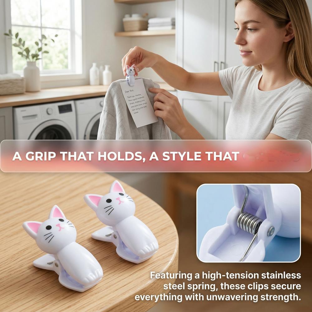 かわいい猫の形をしたバッグクリップ、再利用可能なプラスチック - Food Storage Plastic Bag のレビューと価格