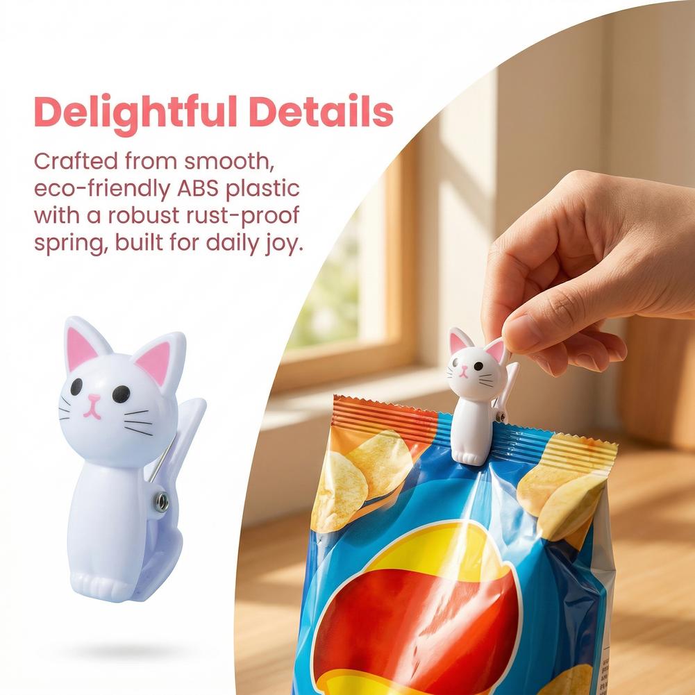 かわいい猫の形をしたバッグクリップ、再利用可能なプラスチック - Food Storage Plastic Bag のレビューと価格