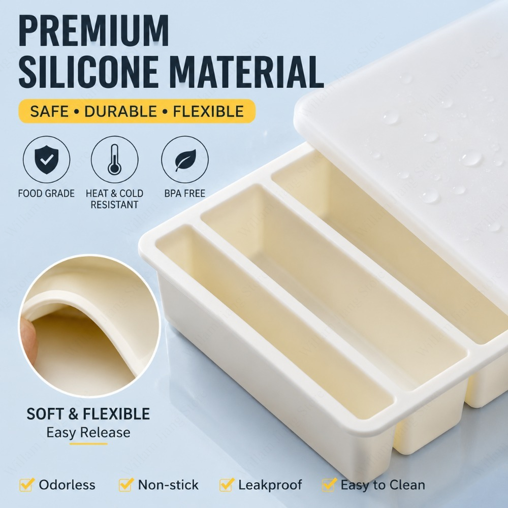 耐久性のあるシリコン製冷凍トレイ（蓋付き）、積み重ね可能な食 - Food Storage Silicone のレビューと価格