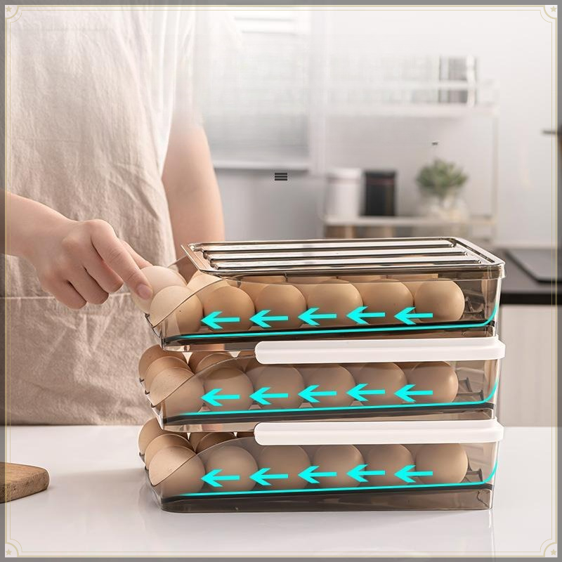 回転式卵収納ボックス PET製 スタッカブル 大容量 透明  - Egg Storage Holder のレビューと価格