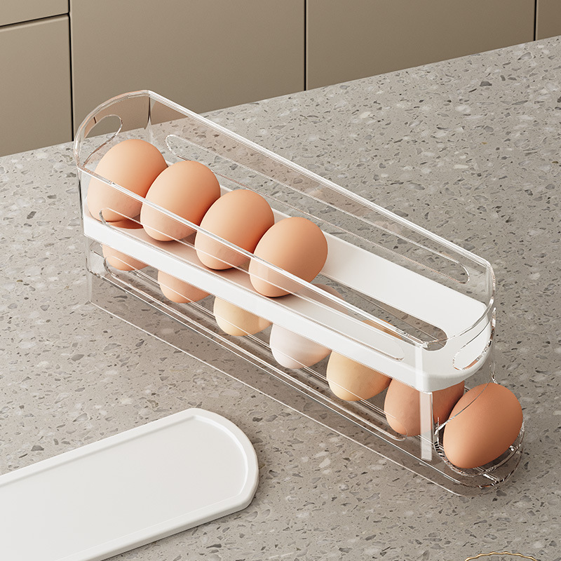二層冷蔵庫卵収納ボックス自動回転卵ホルダーラックはしごスタイ - Egg Storage Holder のレビューと価格