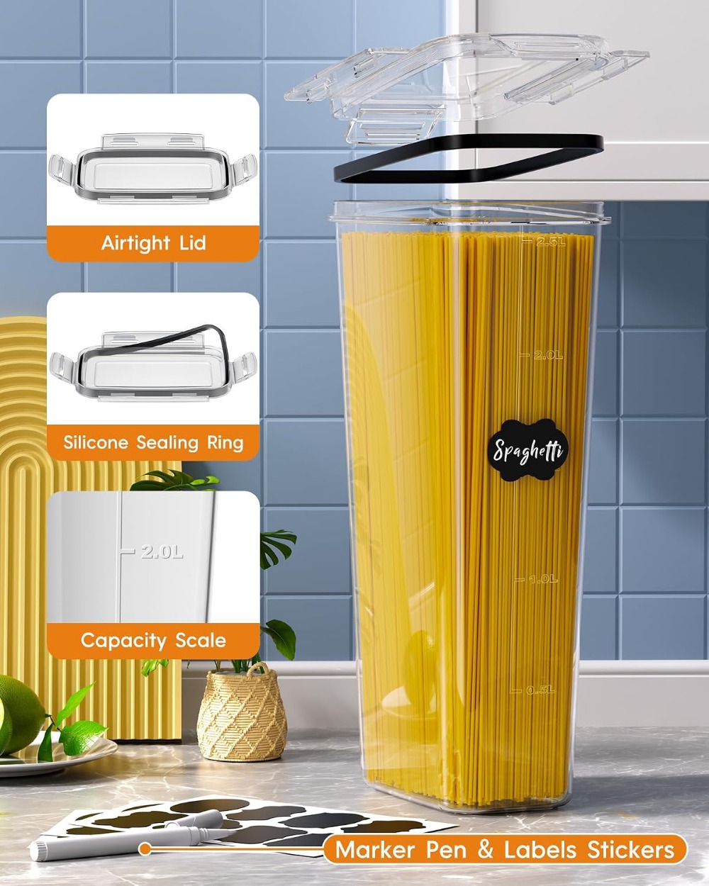 24個入り気密食品保存容器、蓋付き、BPAフリープラスチック - Food Storage Canister のレビューと価格
