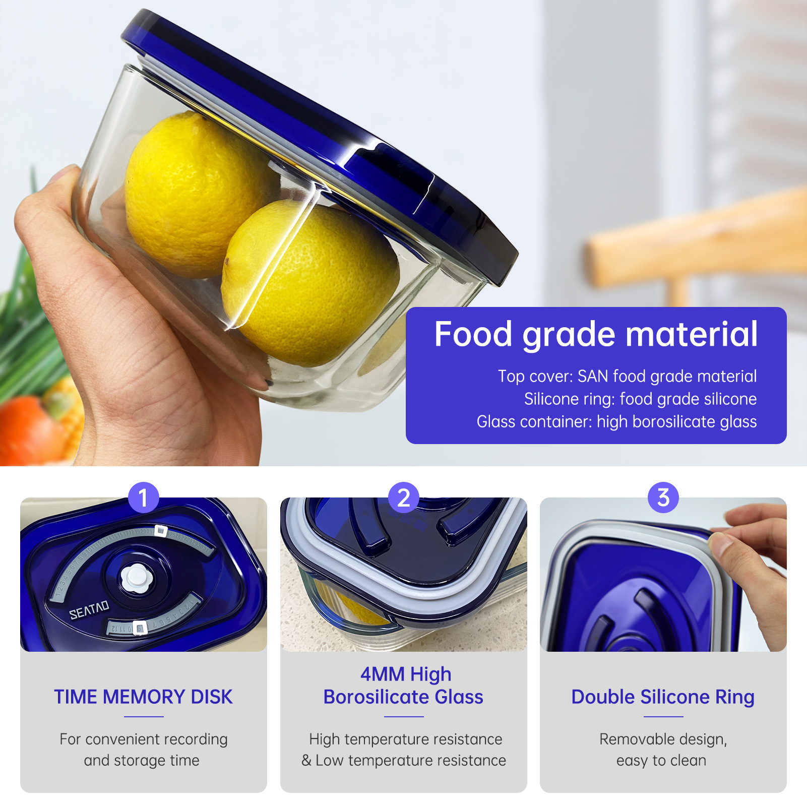 Seataoガラス食品収納コンテナは、食事の準備をしている蓋 - Food Storage Prep Containers のレビューと価格