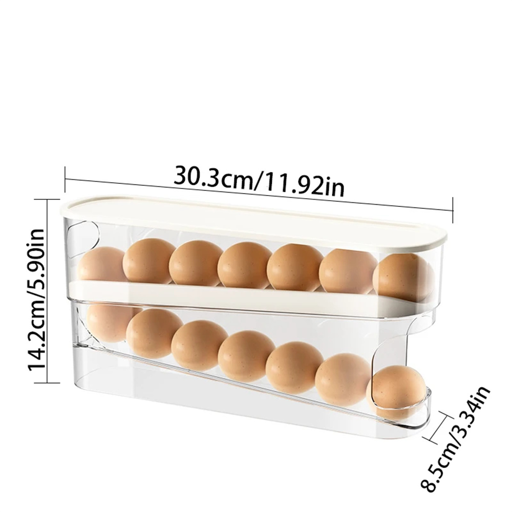 1PC スライドタイプ卵カートンダブル自動卵ローラー冷蔵庫サ - Egg Storage Holder のレビューと価格