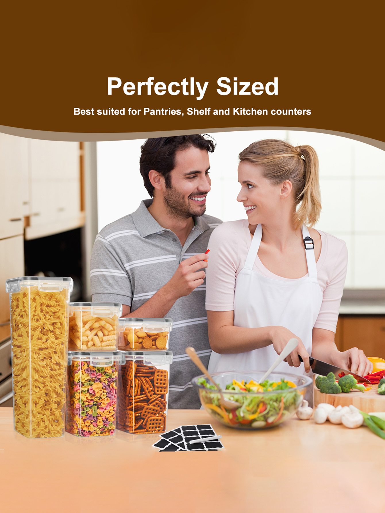 48個入り、蓋付き密封食品保存容器、プラスチック製キッチンパ - Food Storage Canister のレビューと価格