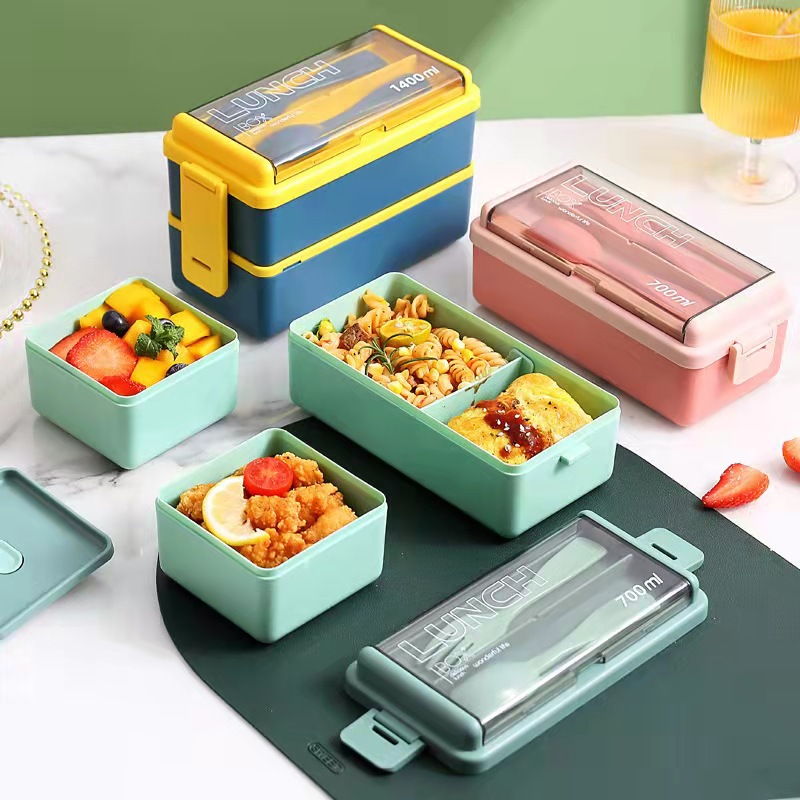 子供用携帯ランチボックス、フォークとスプーン付き、プラスチッ - Food Storage Plastic Bag のレビューと価格