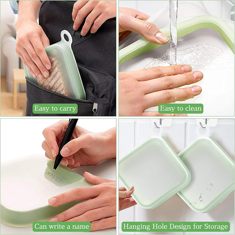 シリコーンサンドイッチトースト弁当箱ハンドル付きポータブルサ - Food Storage Silicone のレビューと価格