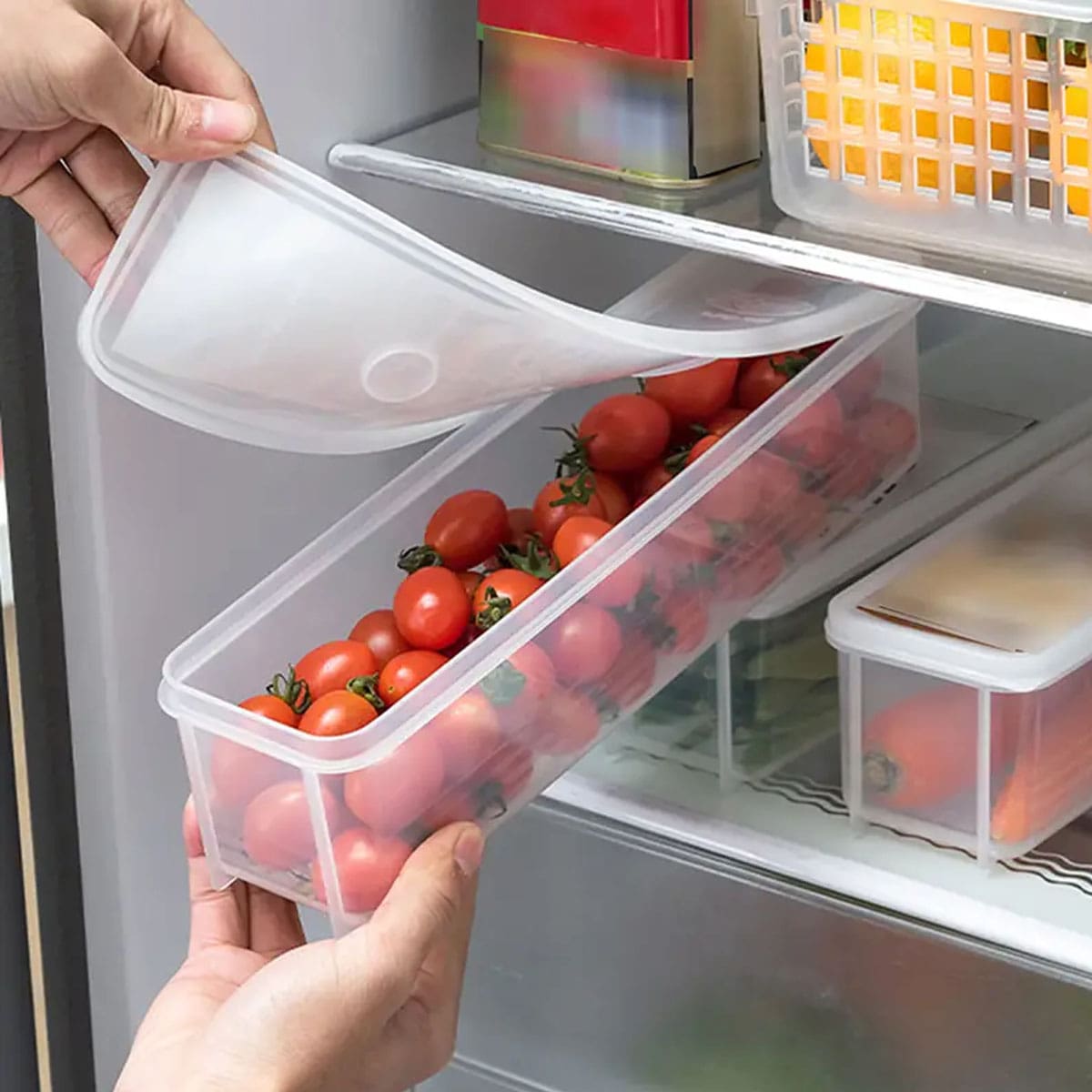 1つのプラスチック製透明収納ボックス、蓋付き冷蔵庫用食品保存 - Food Storage Box Plastic のレビューと価格